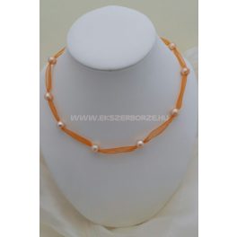 Édesvízi tenyésztett igazgyöngy nyaklánc-narancs