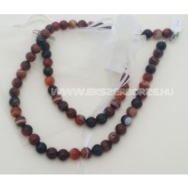 Színes achát nyaklánc-karlánc szett