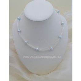 Édesvízi tenyésztett igazgyöngy nyaklánc-világos kék