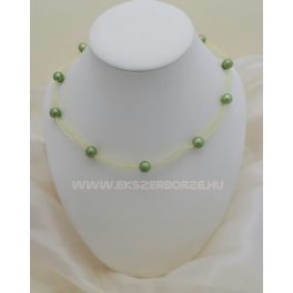 Édesvízi tenyésztett igazgyöngy nyaklánc-zöld